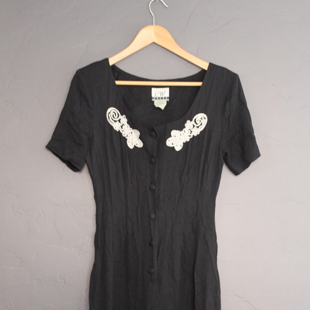 Vintage embroidered black jumpsuit